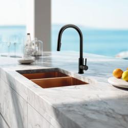 Pure.Sink Prestige Doble fregadero de cobre 70x40cm radio de 10mm para montaje inferior, montaje empotrado y montaje superior PPG343440-62