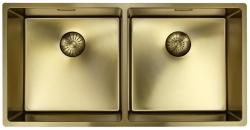 Pure.Sink Prestige Doble fregadero dorado 82x40 cm radio de 10mm para montaje inferior, montaje plano y montaje superior PPG404040-60