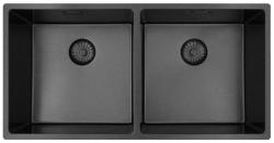 Pure.Sink Prestige Doble fregadero de metal de pistola 82x40 cm radio de 10mm bajo encimera, instalación al ras y montaje en superficie PPG404040-61