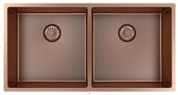 Pure.Sink Prestige Doble fregadero de cobre 82x40 cm radio de 10mm para montaje inferior, montaje superficial y montaje superior PPG404040-62