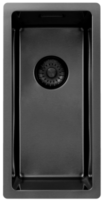 Pure.Sink Exclusivo Gun metal pequeño fregadero de 18x40 cm radio de 10mm empotrado, a ras y sobre encimera PEX1840-61