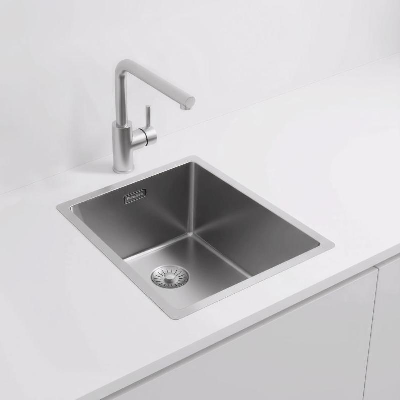 Pure.Sink Exclusivo fregadero de acero inoxidable 34x40 cm radio de 10mm para montaje inferior, montaje al ras y montaje superior PEX3440-02