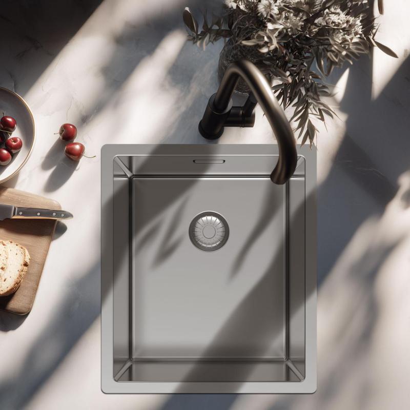 Pure.Sink Exclusivo fregadero de acero inoxidable 34x40 cm radio de 10mm para montaje inferior, montaje al ras y montaje superior PEX3440-02