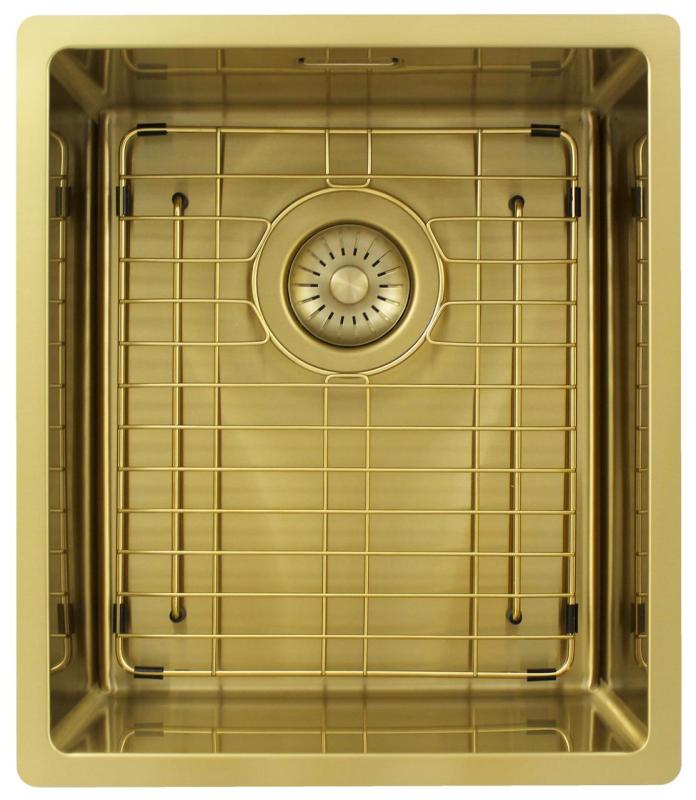 Pure.Sink Exclusivo Fregadero dorado de 34x40 cm, radio de 10mm para submontaje, montaje plano y montaje superior PEX3440-60