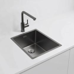 Pure.Sink Exclusivo fregadero  color Gun metal( gris plomo) 34x40 cm radio de 10mm para montaje inferior, empotrado y superior PEX3440-61