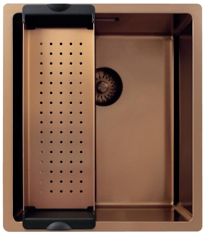 Pure.Sink Exclusivo Fregadero de cobre 34x40 cm radio de 10mm, montaje inferior, montaje plano y montaje superior PEX3440-62