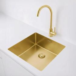 Pure.Sink Exclusivo Fregadero dorado 40x40 cm radio de 10mm para montaje inferior, montaje plano y montaje superior PEX4040-60