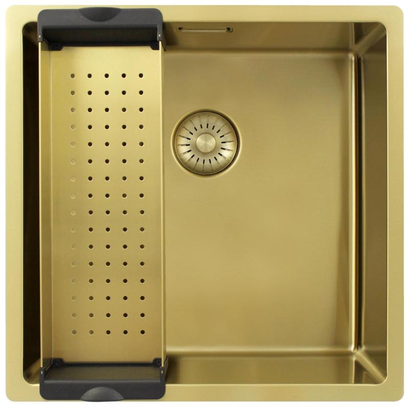 Pure.Sink Exclusivo Fregadero dorado 40x40 cm radio de 10mm para montaje inferior, montaje plano y montaje superior PEX4040-60