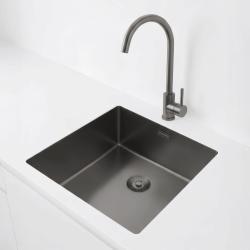 Pure.Sink Exclusivo Gun metal fregadero 40x40 cm radio de 10mm para montaje inferior, empotrado y superior PEX4040-61