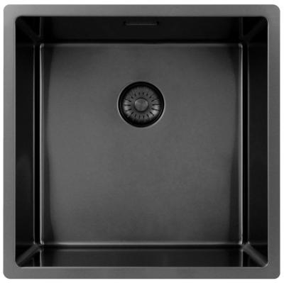 Pure.Sink Exclusivo Gun metal fregadero 40x40 cm radio de 10mm para montaje inferior, empotrado y superior PEX4040-61