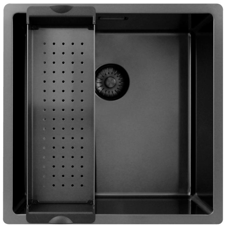 Pure.Sink Exclusivo Gun metal fregadero 40x40 cm radio de 10mm para montaje inferior, empotrado y superior PEX4040-61