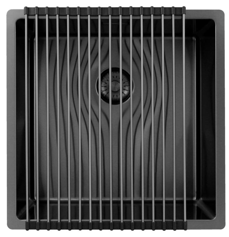 Pure.Sink Exclusivo Gun metal fregadero 40x40 cm radio de 10mm para montaje inferior, empotrado y superior PEX4040-61