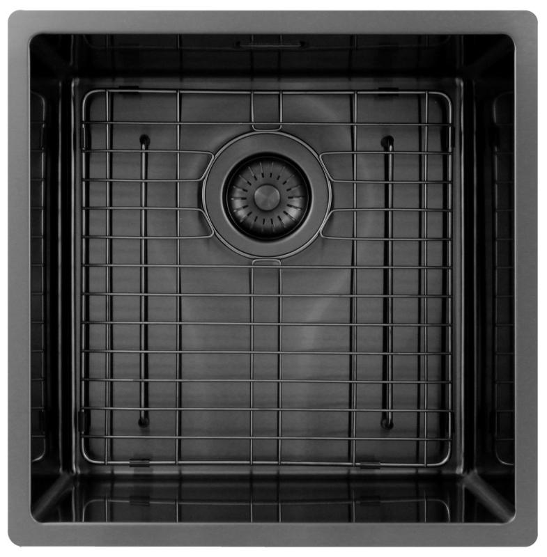 Pure.Sink Exclusivo Gun metal fregadero 40x40 cm radio de 10mm para montaje inferior, empotrado y superior PEX4040-61