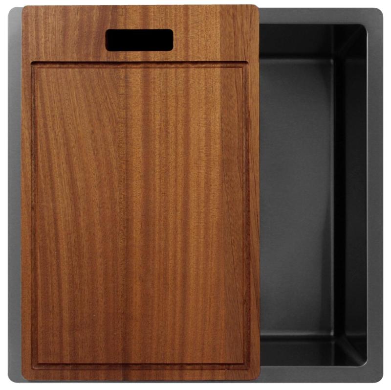 Pure.Sink Exclusivo Gun metal fregadero 40x40 cm radio de 10mm para montaje inferior, empotrado y superior PEX4040-61