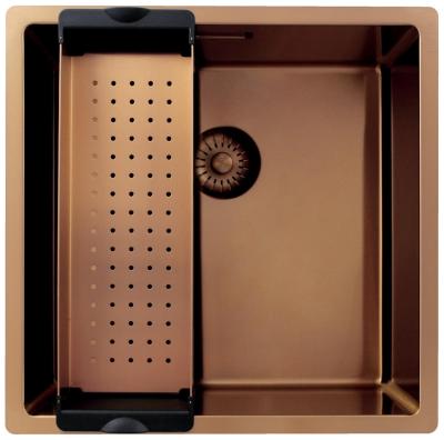 Pure.Sink Exclusivo Fregadero de cobre 40x40 cm radio de 10mm para montaje inferior, montaje al ras y montaje superior PEX4040-62