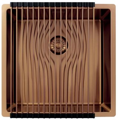Pure.Sink Exclusivo Fregadero de cobre 40x40 cm radio de 10mm para montaje inferior, montaje al ras y montaje superior PEX4040-62
