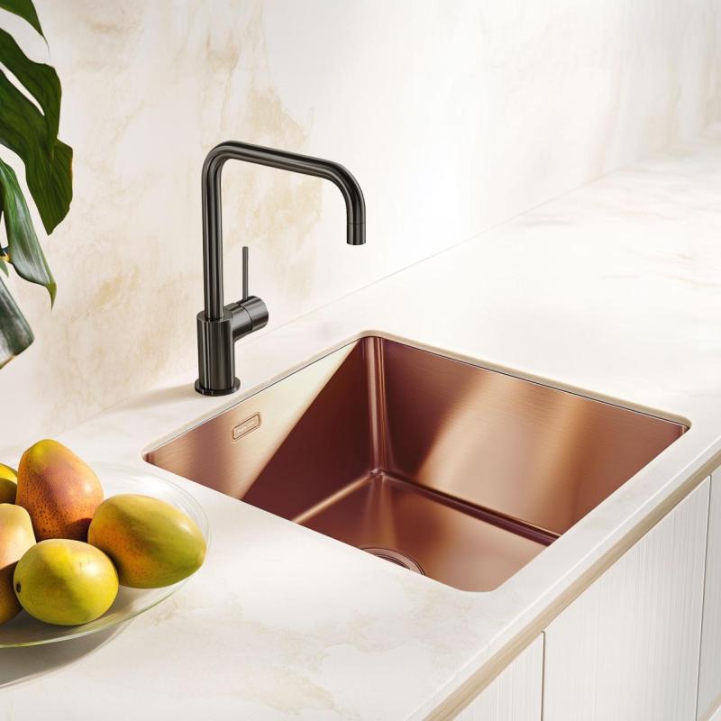 Pure.Sink Exclusivo Fregadero de cobre 40x40 cm radio de 10mm para montaje inferior, montaje al ras y montaje superior PEX4040-62