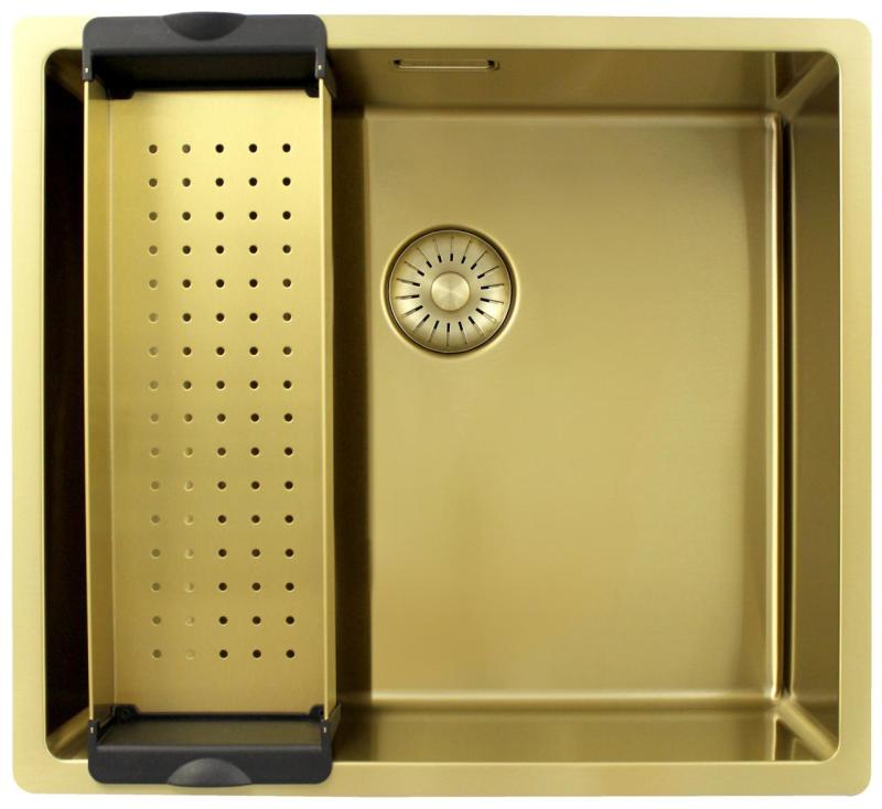 Pure.Sink Exclusivo Fregadero dorado de 45x40 cm con radio de 10mm para montaje inferior, montaje al ras y montaje superior PEX4540-60