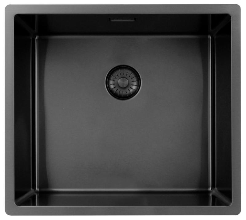 Pure.Sink Exclusivo Fregadero color Gun metal (Gris plomo) 45x40 cm radio de 10mm para bajo encimera, montaje al ras y montaje superior PEX4540-61