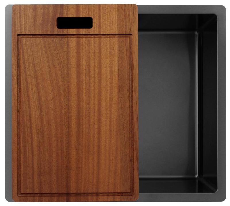 Pure.Sink Exclusivo Fregadero color Gun metal (Gris plomo) 45x40 cm radio de 10mm para bajo encimera, montaje al ras y montaje superior PEX4540-61