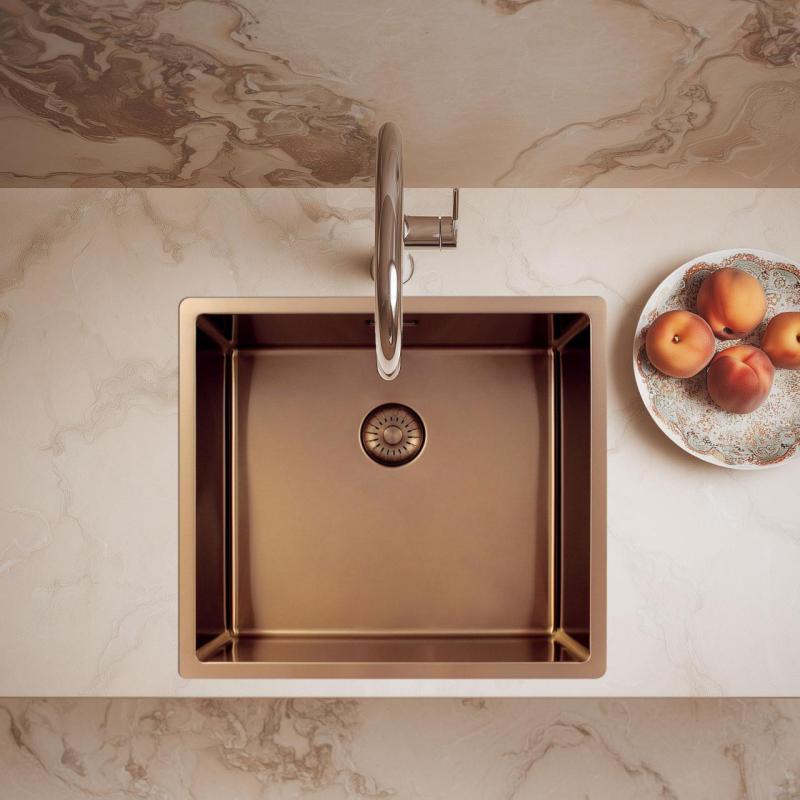 Pure.Sink Exclusivo Lavabo de cobre 45x40 cm radio de 10mm empotrado, de superficie y montaje superior PEX4540-62