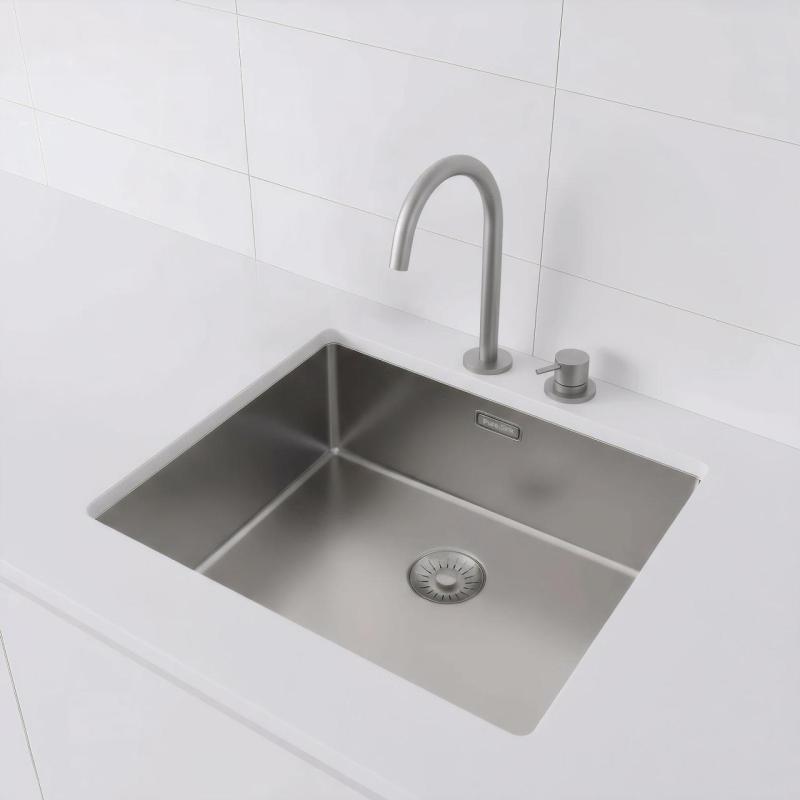 Pure.Sink Exclusivo fregadero de acero inoxidable 50x40 cm radio de 10mm para montaje inferior, montaje al ras y montaje superior PEX5040-02