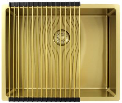 Pure.Sink Exclusivo Fregadero dorado de 50x40 cm con radio de 10mm para montaje inferior, enrasado y sobrepuesto PEX5040-60