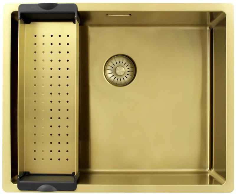 Pure.Sink Exclusivo Fregadero dorado de 50x40 cm con radio de 10mm para montaje inferior, enrasado y sobrepuesto PEX5040-60