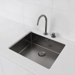 Pure.Sink Exclusivo Gun metal fregadero 50x40 cm radio 10mm bajo encimera, empotrado y sobrepuesto PEX5040-61