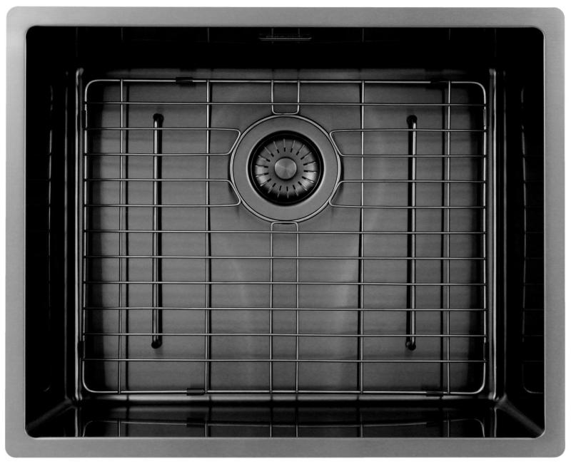 Pure.Sink Exclusivo Gun metal fregadero 50x40 cm radio 10mm bajo encimera, empotrado y sobrepuesto PEX5040-61