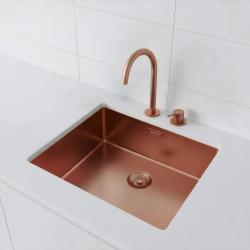 Pure.Sink Exclusivo Fregadero de cobre 50x40 cm radio de 10mm para instalación inferior, instalación plana y montaje superior PEX5040-62