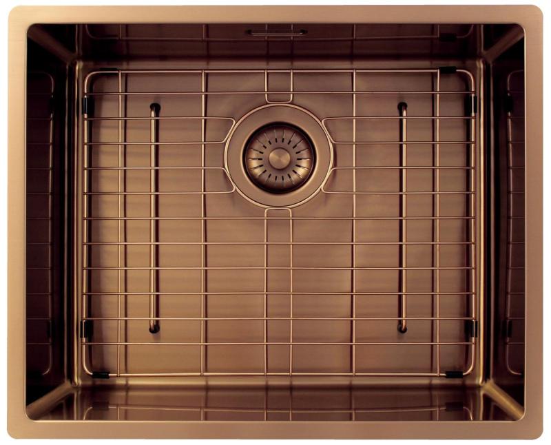 Pure.Sink Exclusivo Fregadero de cobre 50x40 cm radio de 10mm para instalación inferior, instalación plana y montaje superior PEX5040-62