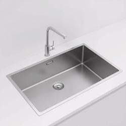 Pure.Sink Exclusivo gran fregadero de acero inoxidable 70x40 cm radio de 10mm para montaje inferior, montaje al ras y montaje superior PEX7040-02