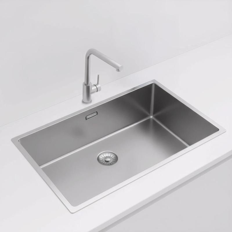 Pure.Sink Exclusivo gran fregadero de acero inoxidable 70x40 cm radio de 10mm para montaje inferior, montaje al ras y montaje superior PEX7040-02