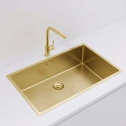 Pure.Sink Exclusivo gran fregadero dorado de 70x40 cm radio de 10mm para montaje inferior, montaje empotrado y montaje superior PEX7040-60