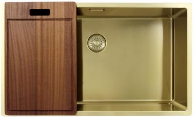 Pure.Sink Exclusivo gran fregadero dorado de 70x40 cm radio de 10mm para montaje inferior, montaje empotrado y montaje superior PEX7040-60