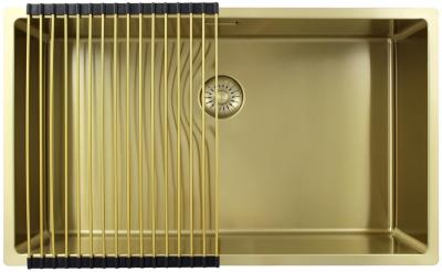 Pure.Sink Exclusivo gran fregadero dorado de 70x40 cm radio de 10mm para montaje inferior, montaje empotrado y montaje superior PEX7040-60