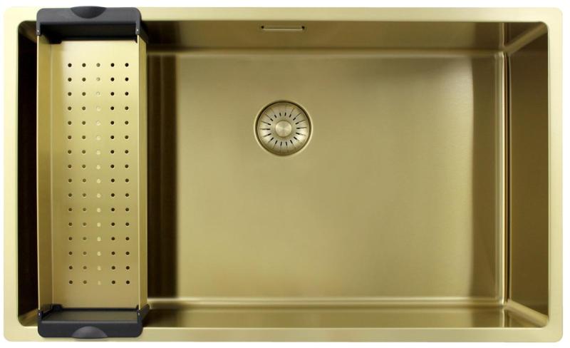 Pure.Sink Exclusivo gran fregadero dorado de 70x40 cm radio de 10mm para montaje inferior, montaje empotrado y montaje superior PEX7040-60