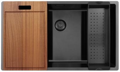 Pure.Sink Exclusivo gran fregadero de metal Gun de 70x40 cm, radio de 10mm para montaje inferior, empotrado y superior PEX7040-61