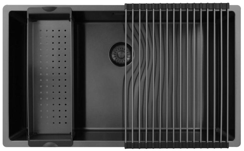 Pure.Sink Exclusivo gran fregadero de metal Gun de 70x40 cm, radio de 10mm para montaje inferior, empotrado y superior PEX7040-61