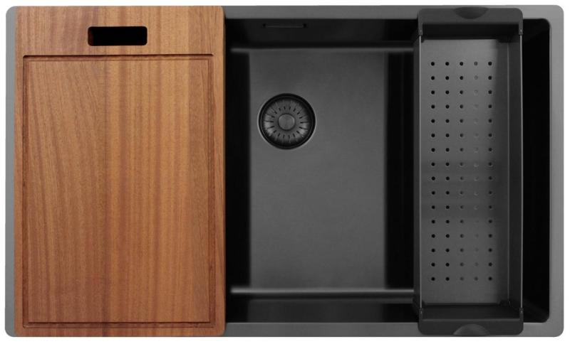 Pure.Sink Exclusivo gran fregadero de metal Gun de 70x40 cm, radio de 10mm para montaje inferior, empotrado y superior PEX7040-61