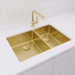 Pure.Sink Exclusivo Dorado 1,5 lavabo de una y media 34+18 cm radio de 10mm PEX341840-60
