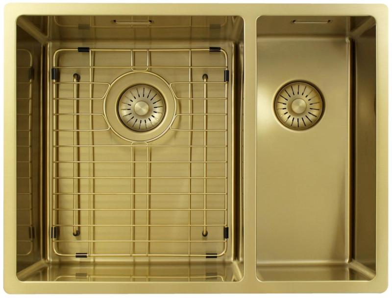 Pure.Sink Exclusivo Dorado 1,5 lavabo de una y media 34+18 cm radio de 10mm PEX341840-60