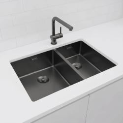 Pure.Sink Exclusivo Gun Metal 1,5 lavabo y medio 34+18 cm radio de 10mm PEX341840-61