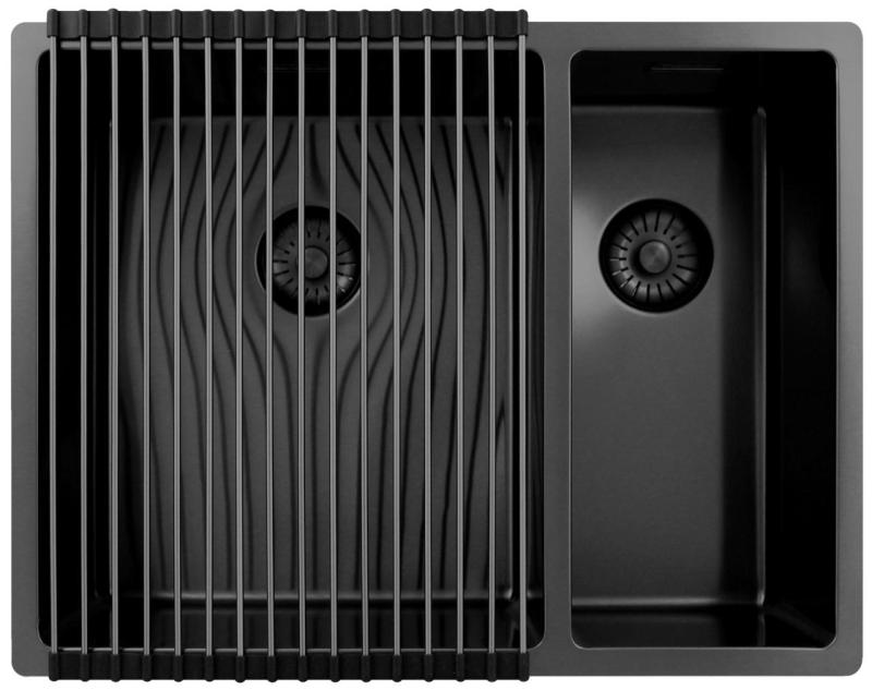 Pure.Sink Exclusivo Gun Metal 1,5 lavabo y medio 34+18 cm radio de 10mm PEX341840-61