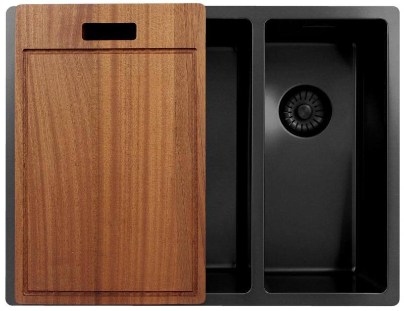 Pure.Sink Exclusivo Gun Metal 1,5 lavabo y medio 34+18 cm radio de 10mm PEX341840-61