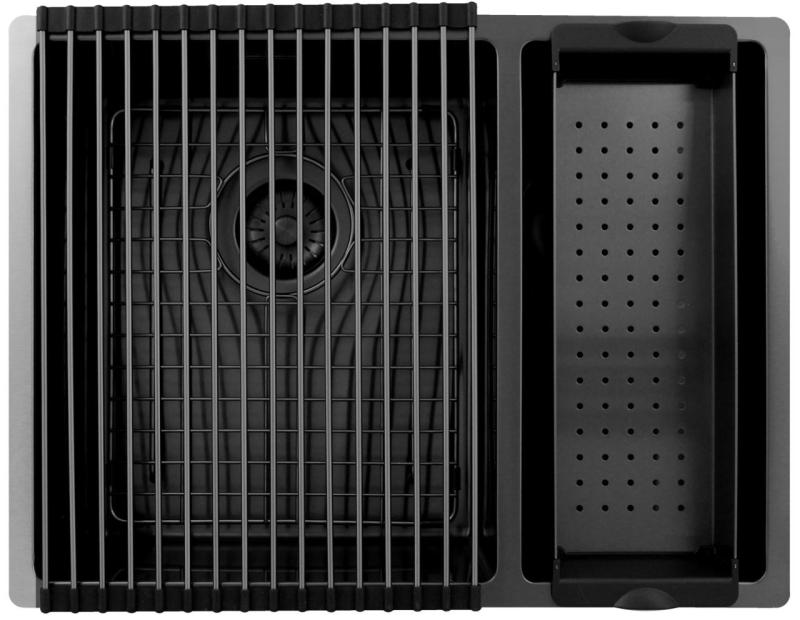 Pure.Sink Exclusivo Gun Metal 1,5 lavabo y medio 34+18 cm radio de 10mm PEX341840-61