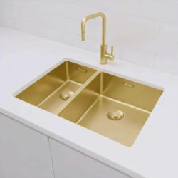 Pure.Sink Exclusivo Dorado 1,5 un fregadero y medio 18+34 cm radio de 10mm PEX183440-60