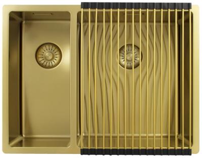 Pure.Sink Exclusivo Dorado 1,5 un fregadero y medio 18+34 cm radio de 10mm PEX183440-60
