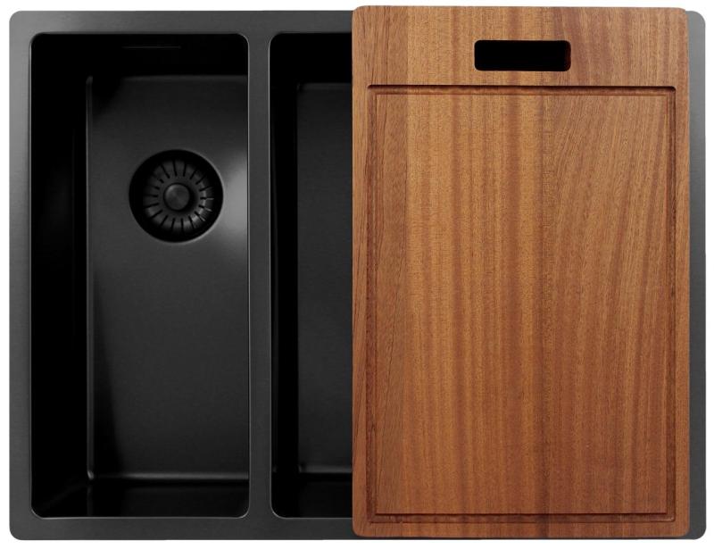 Pure.Sink Exclusivo Gun Metal 1,5 lavabo de una y media 18+34 cm radio de 10mm PEX183440-61